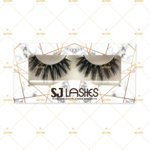 5D Vegan Non-Animal Tested Silk Fiber Lashes With Golden Marble Own Logo Branding Eyelash Box Package 5DS